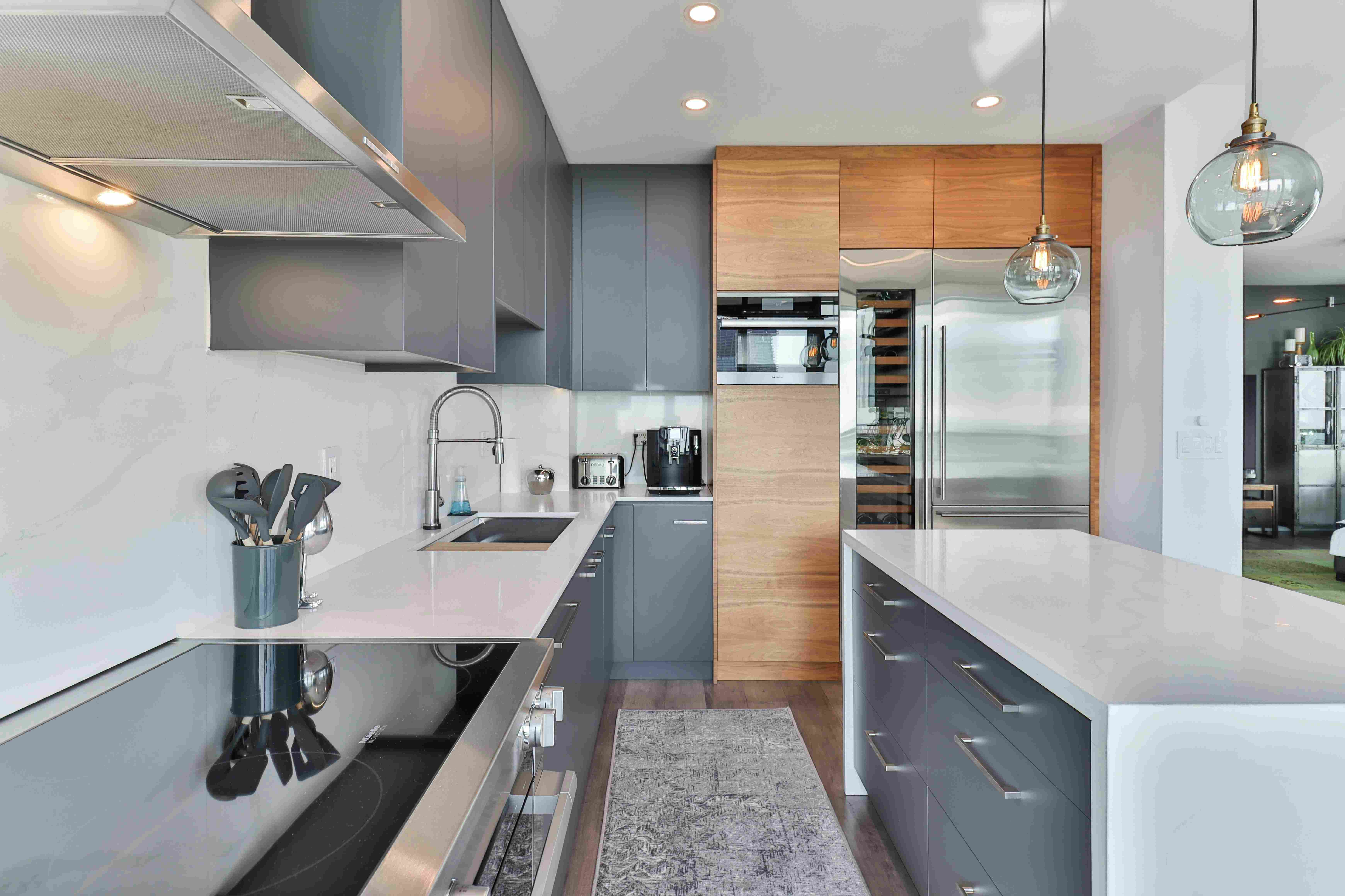 Modern kitchen scene panorama
